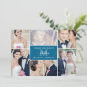 Monogram Collage Weddenschap - Blauw Kaart (Staand voorkant)