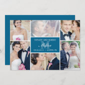 Monogram Collage Weddenschap - Blauw Kaart (Voorkant / Achterkant)