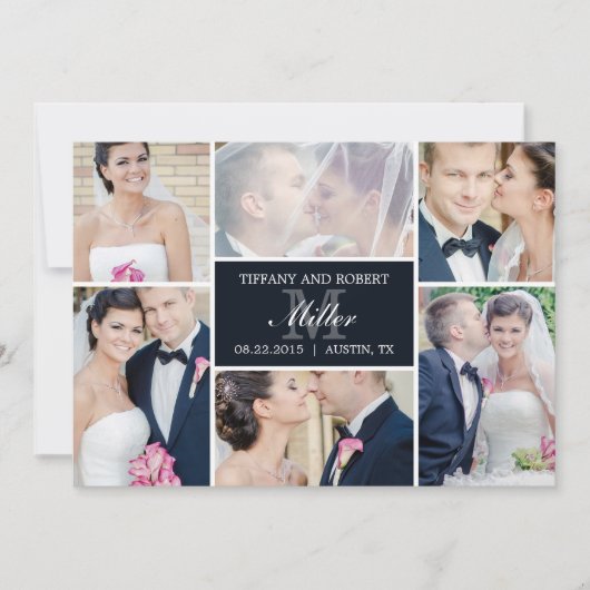 Monogram Collage Weddenschap - Zwart Kaart (Voorkant)