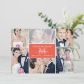 Monogram Collage Wedding Aankondiging - Koraal (Staand voorkant)