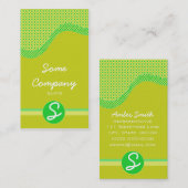 Monogram Collectie met gestippelde golf (groen) Visitekaartje (Voorkant / Achterkant)