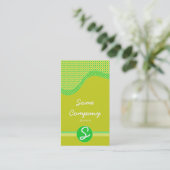 Monogram Collectie met gestippelde golf (groen) Visitekaartje (Staand voorkant)