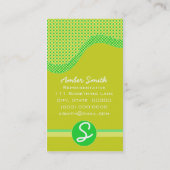 Monogram Collectie met gestippelde golf (groen) Visitekaartje (Achterkant)
