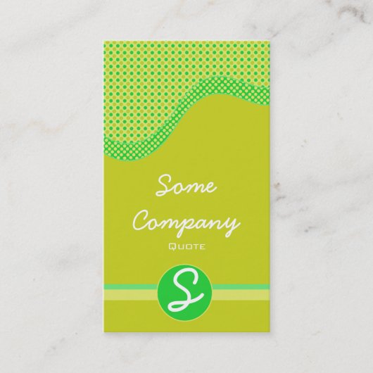 Monogram Collectie met gestippelde golf (groen) Visitekaartje (Voorkant)