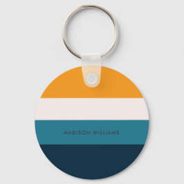 Monogram Colorblock Horizontale Stripe Minimalist Sleutelhanger