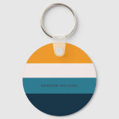 Monogram Colorblock Horizontale Stripe Minimalist Sleutelhanger (Achterkant)