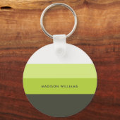 Monogram Colorblock Horizontale Stripe Minimalist Sleutelhanger (Voorkant)