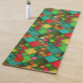 Monogram Colorful Checkered Pattern Yoga Mat