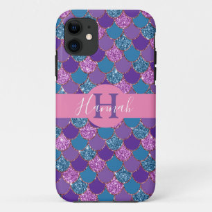 Monogram - Colorful Mermaid Glitter Design - Case-Mate iPhone Case