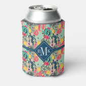 Monogram | Colorful Polka Dot Cactus Pattern Blikjeskoeler (Blikje Achterkant)