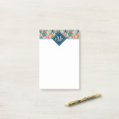 Monogram | Colorful Polka Dot Cactus Pattern Post-it® Notes (Op bureau)