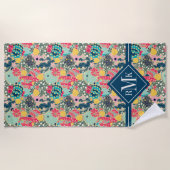 Monogram | Colorful Polka Dot Cactus Pattern Strandlaken (Voorkant)