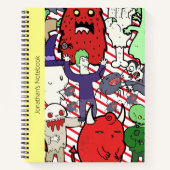 Monogram colorful spooky cartoon Vampire Red green Notitieboek (Voorkant)
