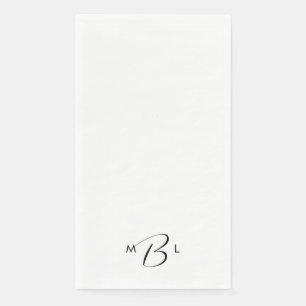 Monogram Combo Font White Wedding Napkins Servet