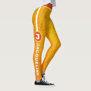 Monogram COMBO Oranje Gele Grunge met Naam Leggings
