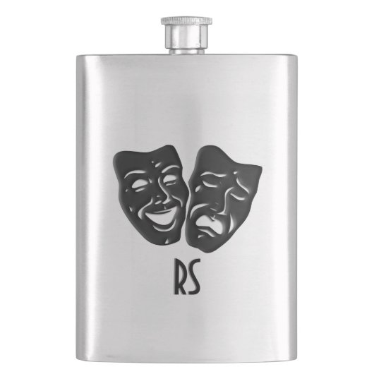 Monogram comedy en tragedie theater heupfles (Voorkant)