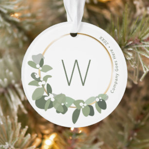 Monogram Company Name Modern Wreate business gift Ornament