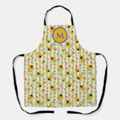 Monogram Coneflower Butterfly All-Over Print Apron Schort (Voorkant)