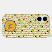 Monogram Coneflower Butterfly Floral Patterned Case-Mate iPhone Case (Achterkant (horizontaal))