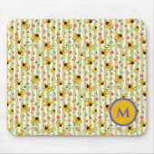 Monogram Coneflower Butterfly Floral Patterned Muismat (Voorkant)