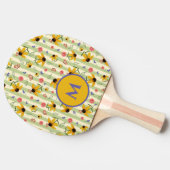 Monogram Coneflower Butterfly Floral Patterned Tafeltennisbatje (Zijkant)