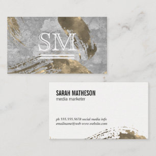 Monogram contemhedendaags goud geborsteld textiel visitekaartje