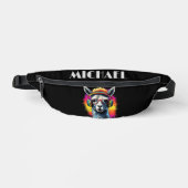 Monogram Cool Neon Retro DJ Llama Heuptasje (Voorkant)