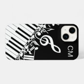 `Monogram coole muzieknoten en pianotoetsen iPhone Hoesje (Achterkant horizontaal)