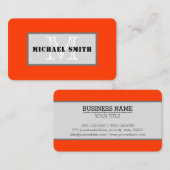 Monogram Coquelicot Solid Color Achtergrond Visitekaartje (Voorkant / Achterkant)