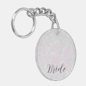 Monogram Coquette Roze doorzichtige linten- Bruide Sleutelhanger (Voorkant Links)