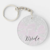 Monogram Coquette Roze doorzichtige linten- Bruide Sleutelhanger (Voorkant)