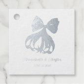 Monogram Coquette roze linten folie Favor Tag (Voorkant)