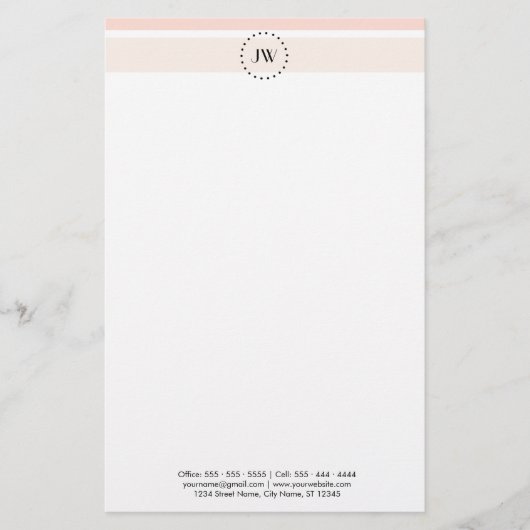 Monogram Coral Elegant Professional Stationery Briefpapier (Voorkant)