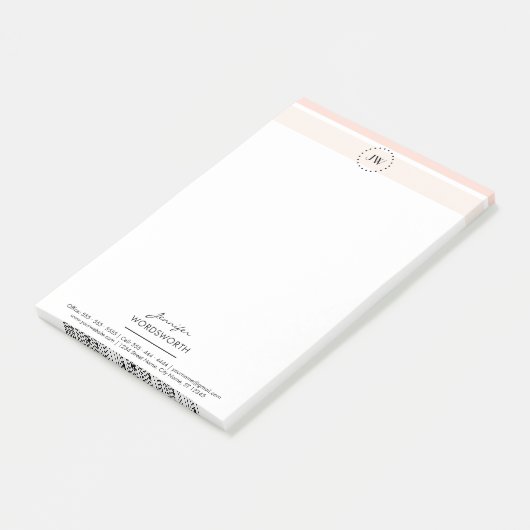 Monogram Coral Pastel Professional Post-it® notes (Schuin)