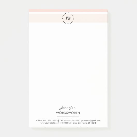 Monogram Coral Pastel Professional Post-it® notes (Voorkant)