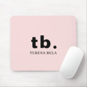Monogram Coral Peach Elegant Feminine Minimalist Muismat (Met muis)