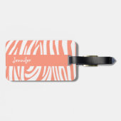 Monogram Coral Pink Zebra Pattern Bagagelabel (Achterkant horizontaal)