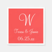 Monogram Coral Red High End, gekleurd servetten (Voorkant)