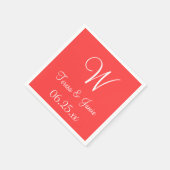 Monogram Coral Red High End, gekleurd servetten (Hoek)