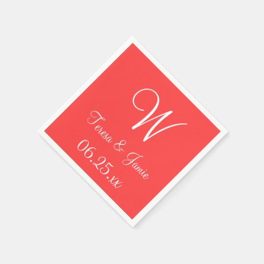 Monogram Coral Red High End, gekleurd servetten (Hoek)