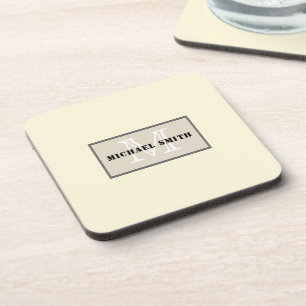 Monogram Cornsilk Solid Color Achtergrond Bier Onderzetter