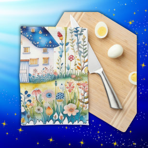 Monogram Cottagecore Huis met champignons   Theedoek