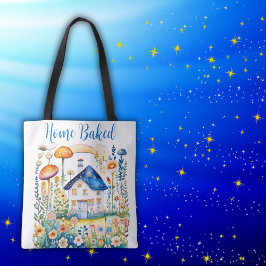 Monogram Cottagecore Huis met champignons | Tote Bag
