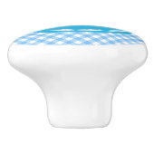 Monogram Country Chic Baby Blue Gingham Keramische Knop (Zijkant)