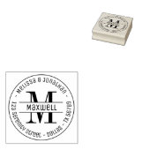 Monogram Couple Family Round Address 2 Rubberstempel (Gestempeld)