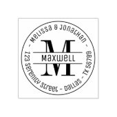 Monogram Couple Family Round Address 2 Rubberstempel (Afrduk)
