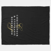Monogram Couple Minimalist Black Gold White Chic Fleece Deken (Voorkant (Horizontaal))