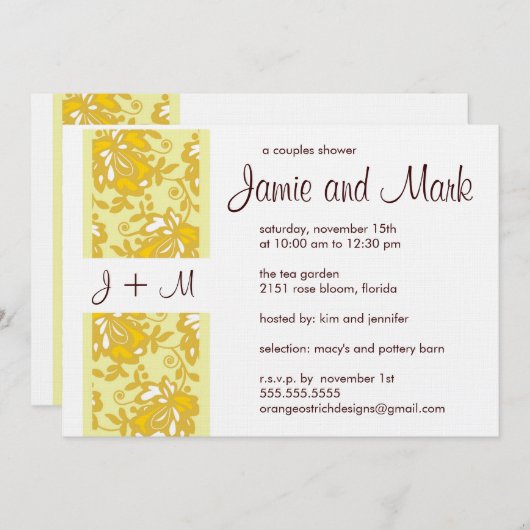 Monogram Couples Shower Invitation Kaart (Voorkant / Achterkant)