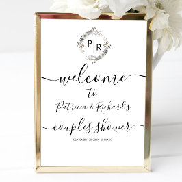 Monogram Couples Shower Welkomstbord Schuimbord Poster