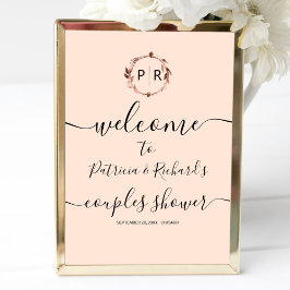 Monogram Couples Shower Welkomstbord Schuimbord Poster